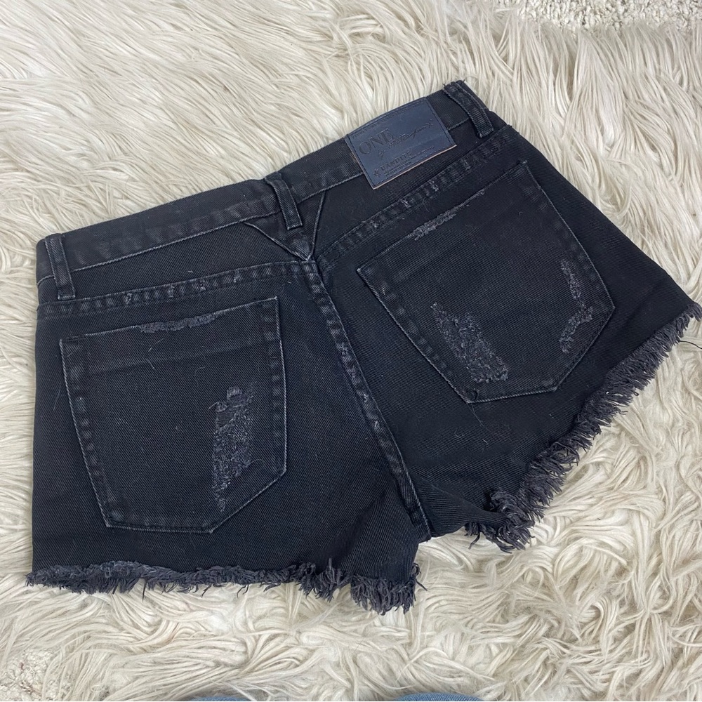 One Teaspoon Black Bandit Denim Distressed Shorts - Picture 3 of 6